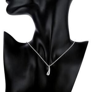 18" Silver Plated Water Drop Necklace | Minimalist Everyday Style